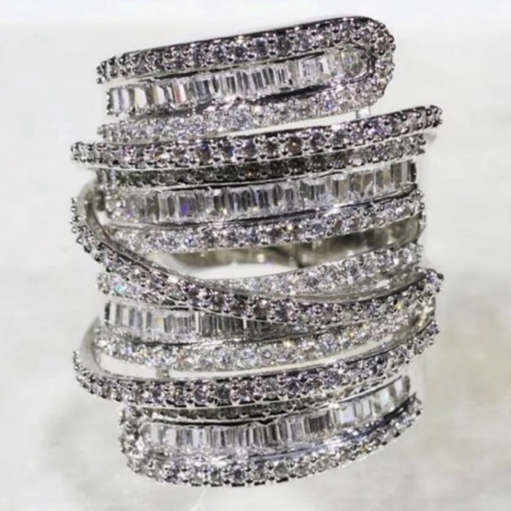 NEW 6.4 CT 925 STERLING SILVER DIAMOND RING